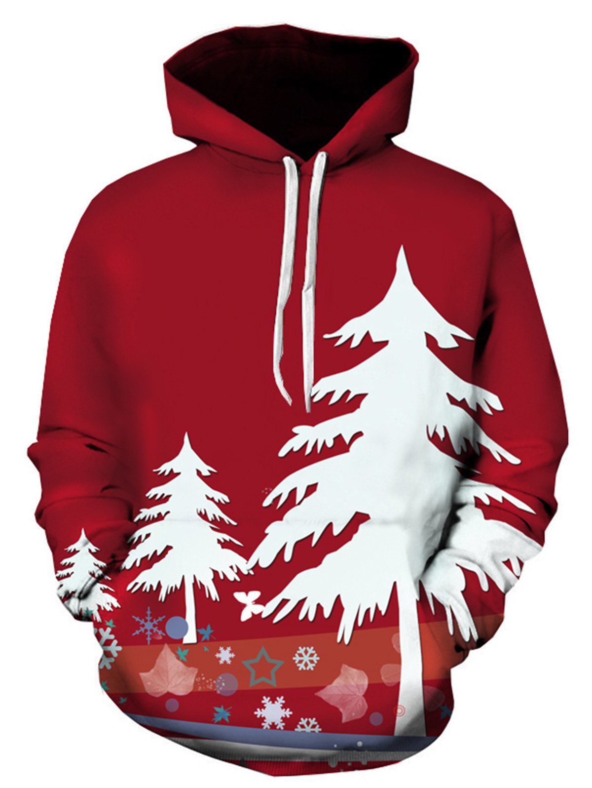 [48% OFF] 3D Christmas Tree Print Pullover Hoodie | Rosegal