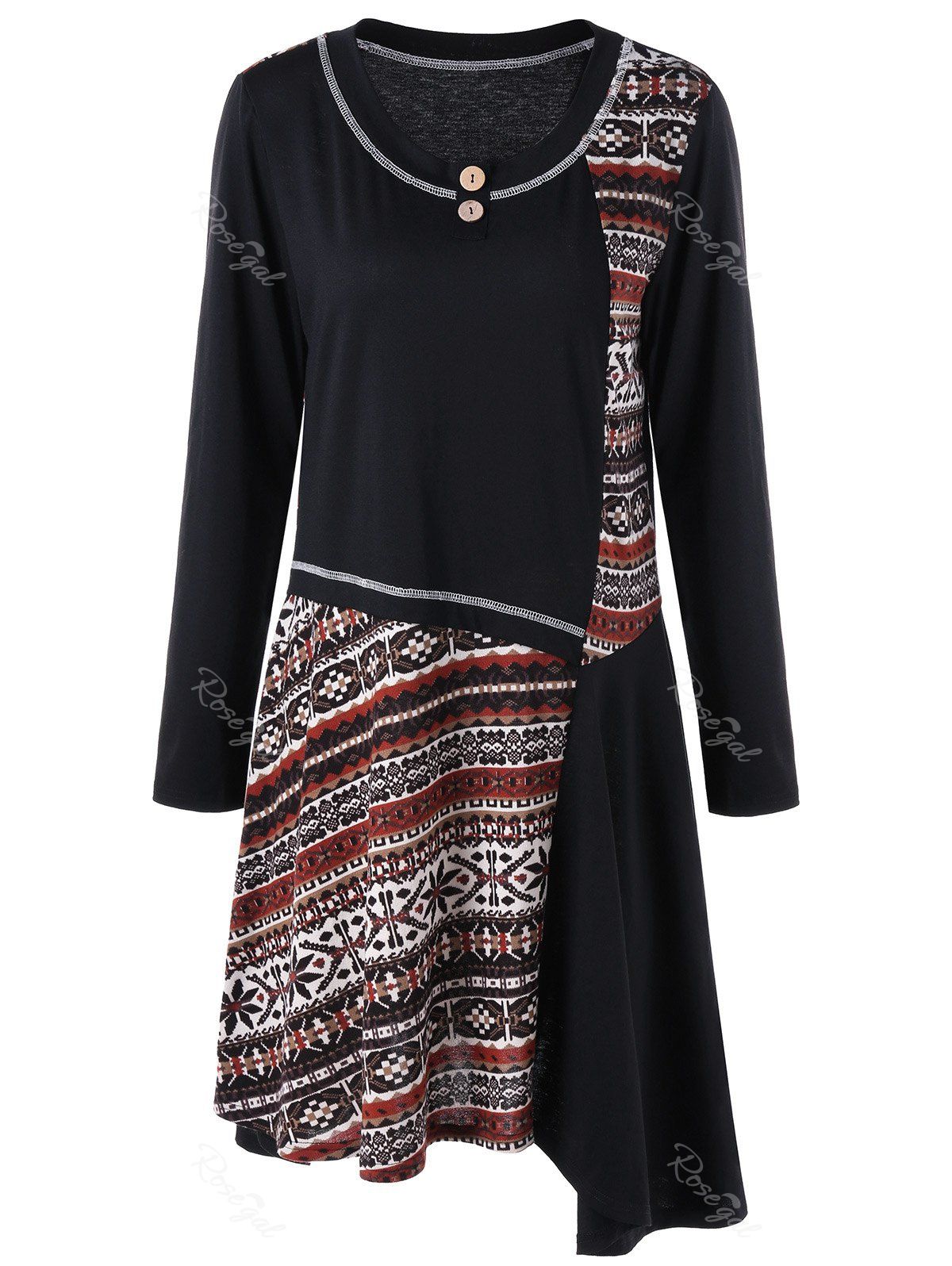 

Plus Size Graphic Asymmetrical Tee Dress, Black