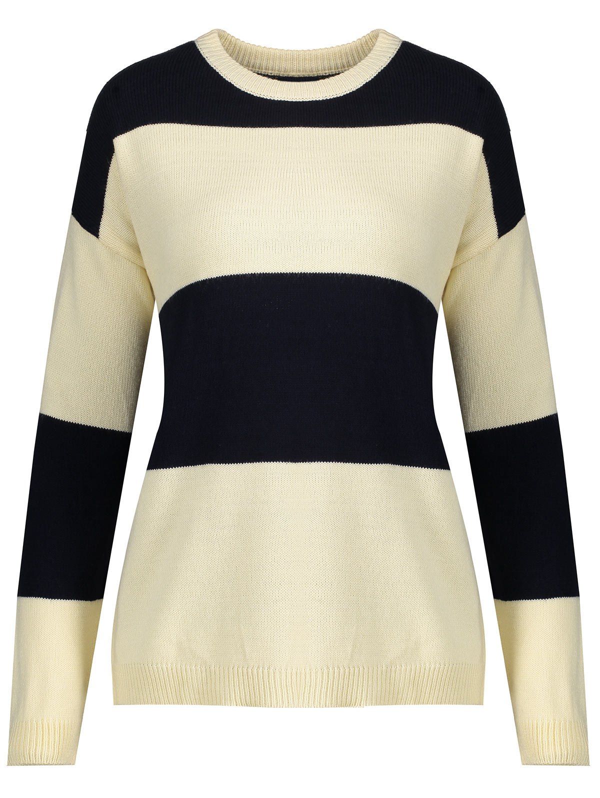 

Plus Size Two Tone Drop Shoulder Sweater, Purplish blue