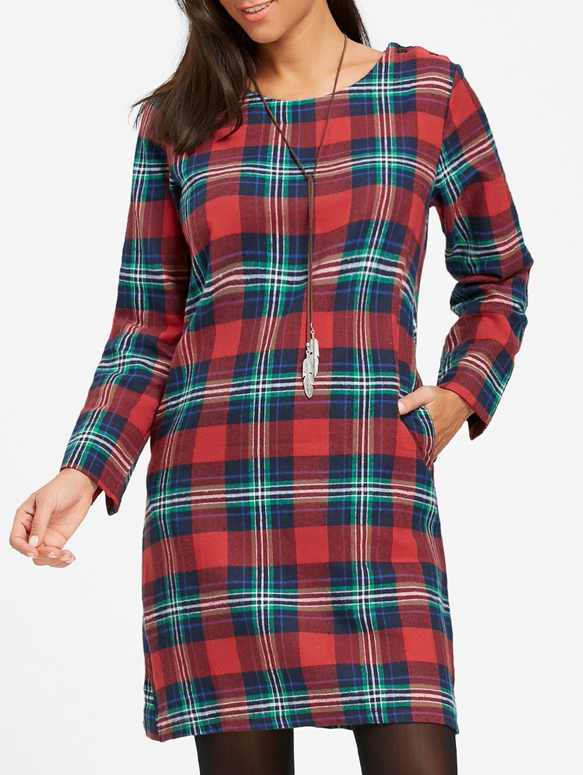 tartan shift dress