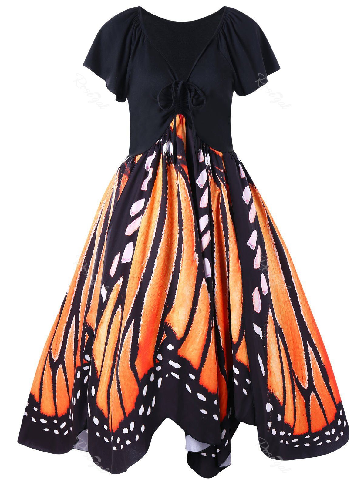 plus size butterfly print dress