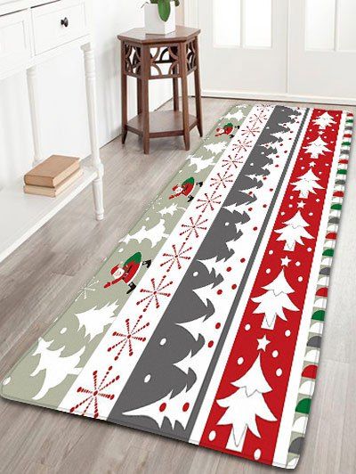 

Christmas Tree Santa Claus Snowflake Antislip Flannel Bath Rug, Colormix