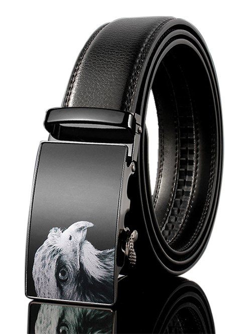 

Vintage 3D Eagle Embellished PU Leather Automatic Buckle Wide Belt, Black