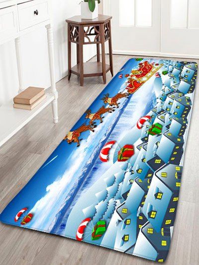

Christmas Sled Printed Flannel Nonslip Bath Mat, Cloudy