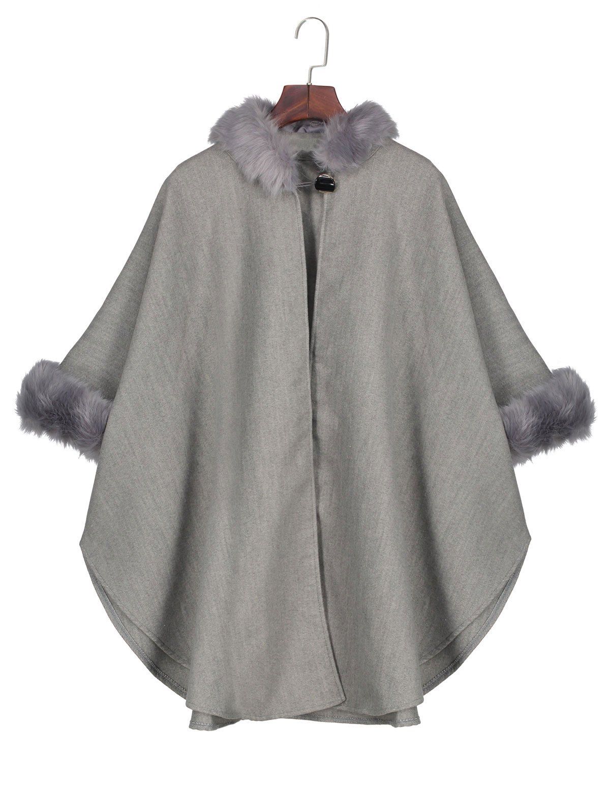 [40% OFF] Faux Fur Panel Cape Coat | Rosegal