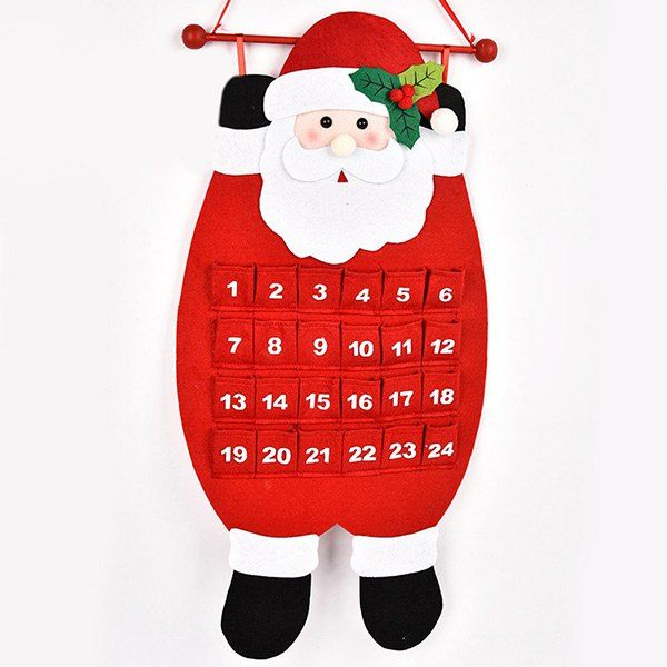 

Christmas Santa Snowman Deer Advent Calendar Hanging Decoration, Red