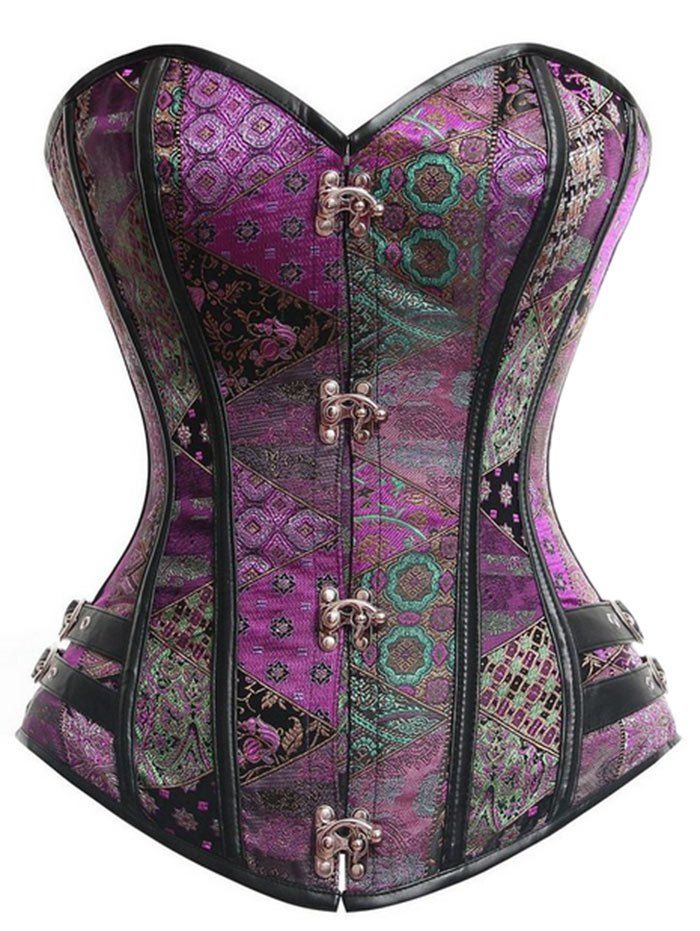 

Vintage Underbust Brocade Lace-up Corset, Purple