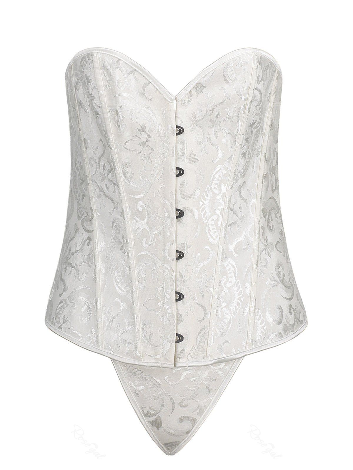 

Brocade Steel Boned Plus Size Corset, White