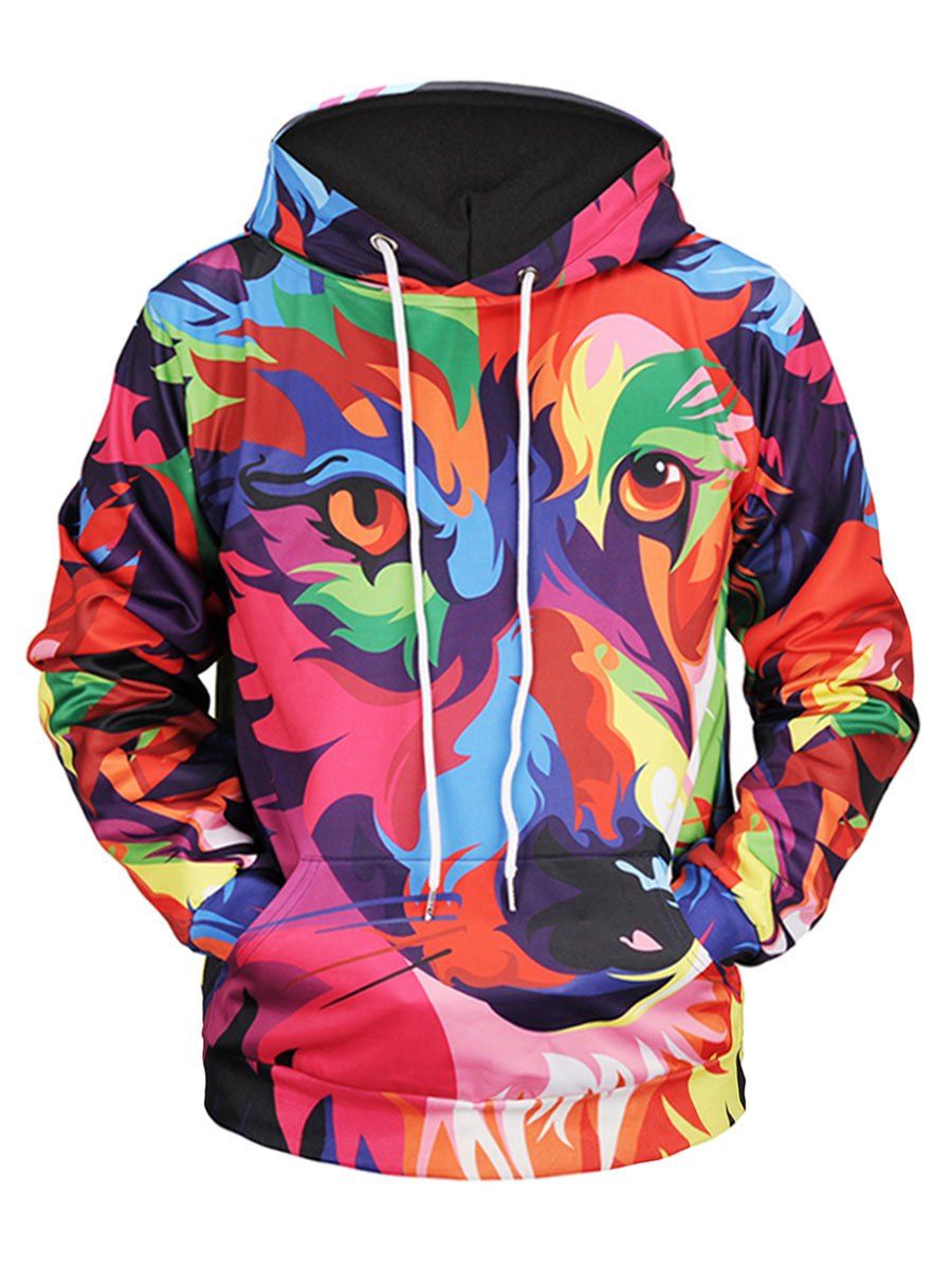 

Abstract Animal Print Kangaroo Pocket Colormix Hoodie