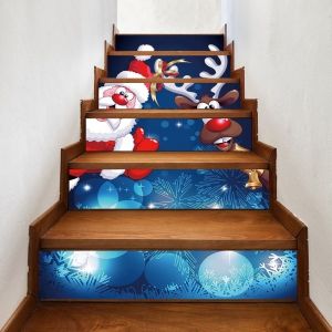 

Christmas Santa Deer Pattern Decorative Stair Stickers, White