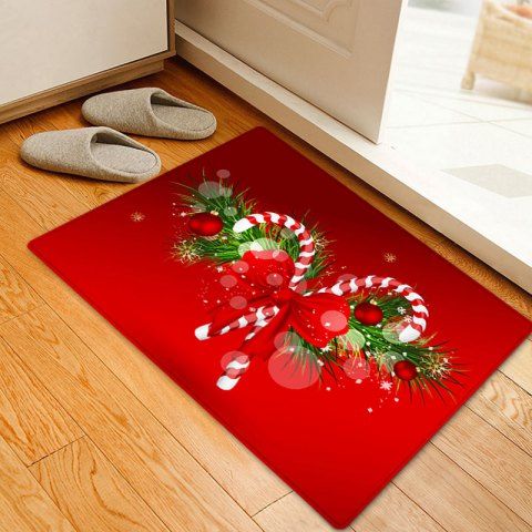 [59% OFF] Christmas Candy Cane Pattern Anti-skid Water Absorption Area