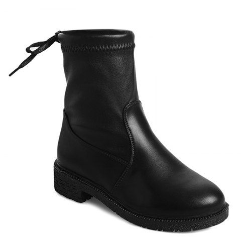 black boots with tie in back