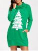 Raglan Sleeve Cowl Neck Christmas Sweatshirt Dress -  