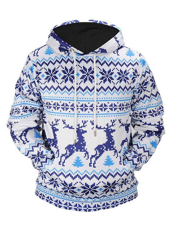 

Christmas Tree Snowflake Kangaroo Pocket Hoodie, Light blue