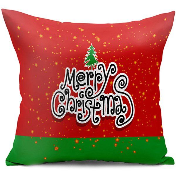 

Merry Christmas Letter Double Side Printed Throw Pillow Case, Red