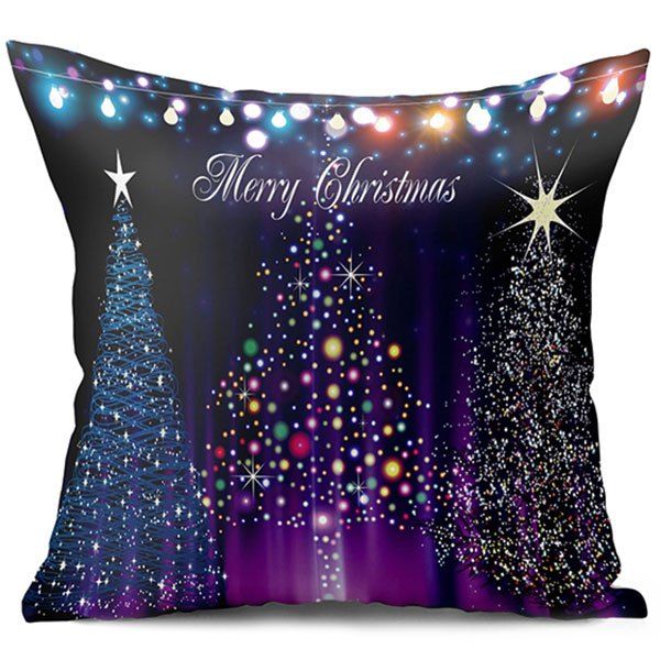 

Neon Christmas Tree Double Side Printed Throw Pillowcase, Colormix