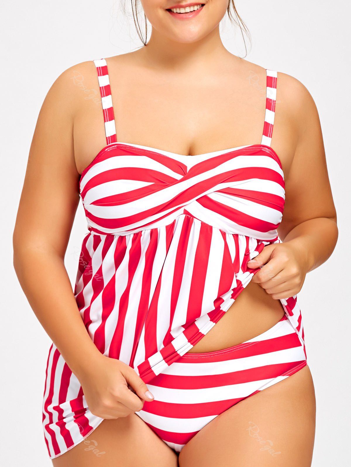 

Striped Padded Tankini Top with Thong, Stripe