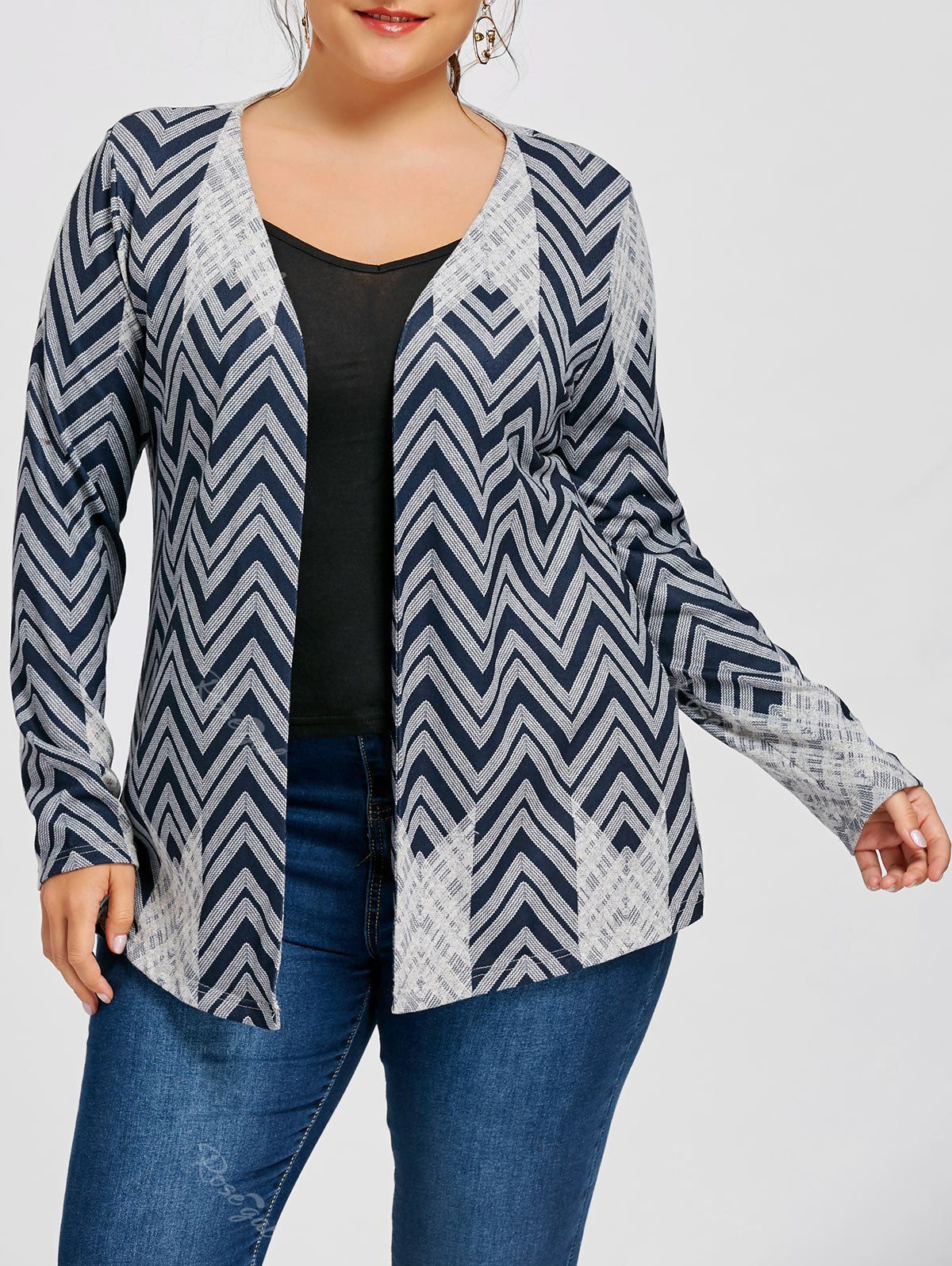 

Plus Size Chevron Cardigan, Cadetblue