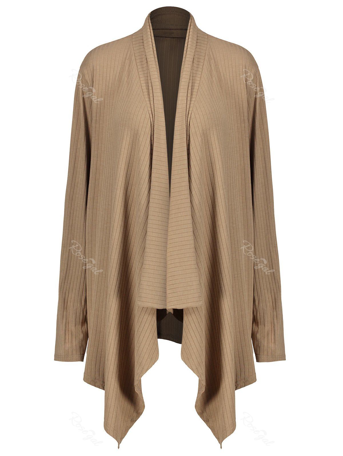 

Plus Size Jersey Asymmetric Draped Coat, Khaki