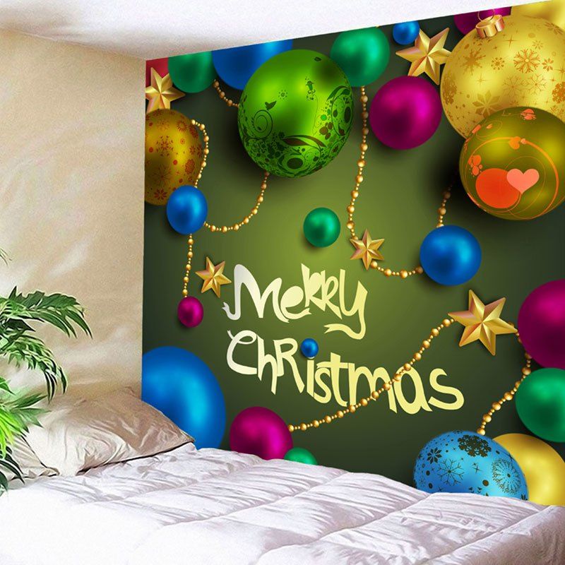 

Wall Hanging Merry Christmas Balls Printed Tapestry, Green