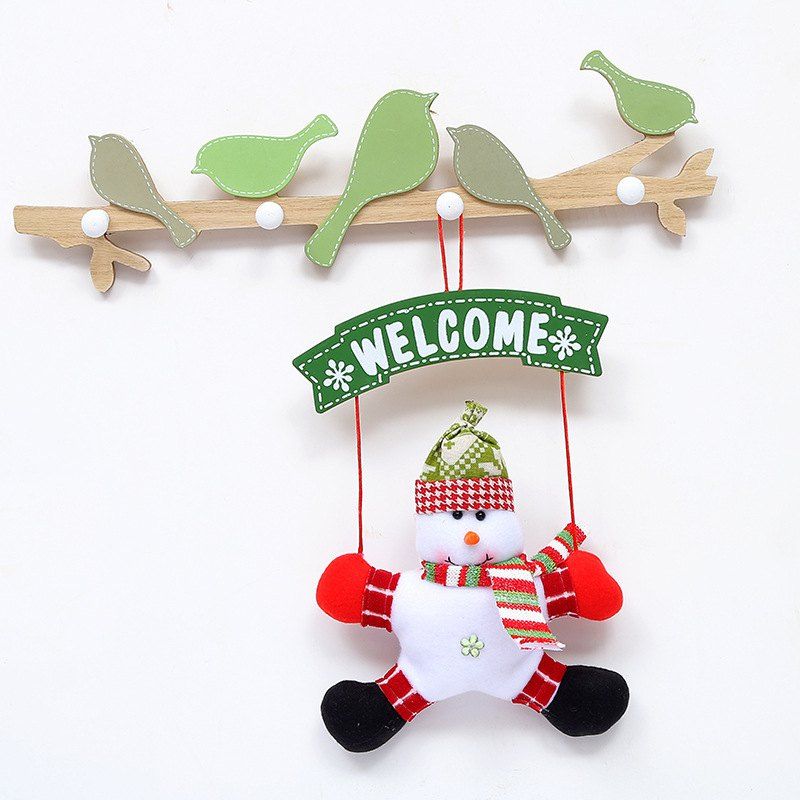 

Door Decorations Hanging Christmas Santa Snowman Doll, White
