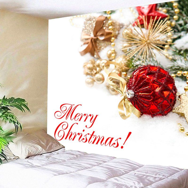 

Wall Art Merry Christmas Ball Letter Print Tapestry, White