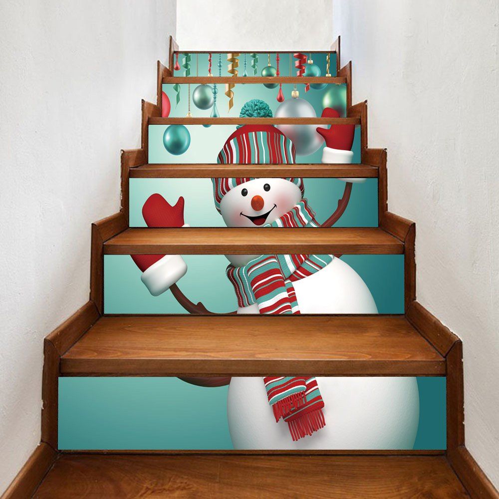 

Christmas Snowman Baubles Pattern Decorative Stair Stickers, Colormix