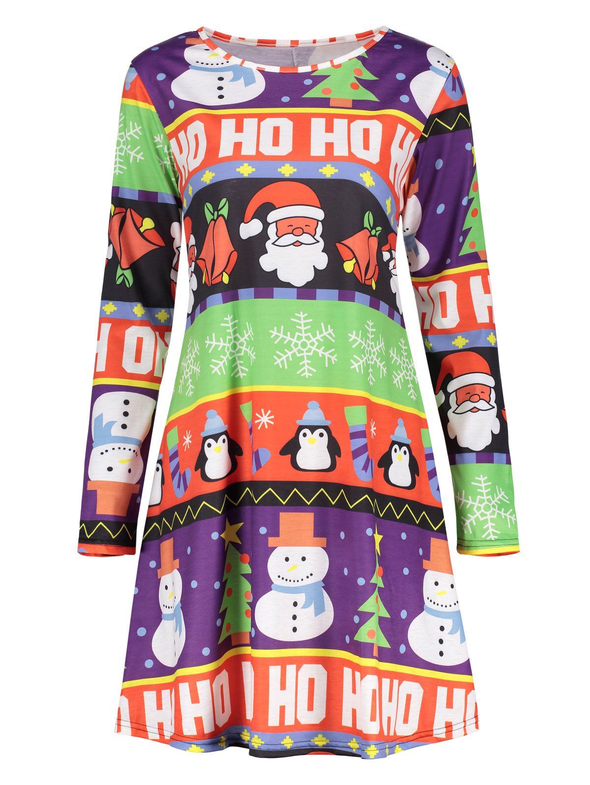 

Christmas Bell Tree Snowman Santa Claus Dress, Colormix