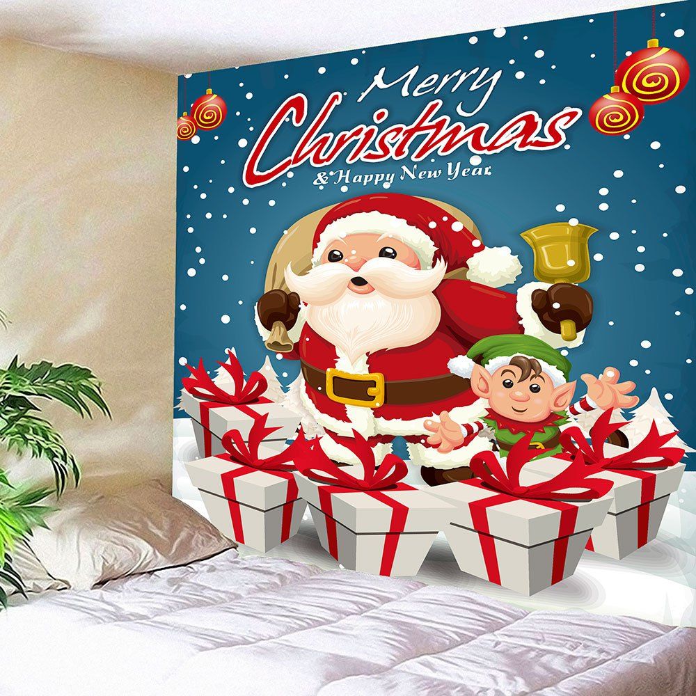 

Wall Decor Christmas Gift Santa Claus Print Tapestry, Blue