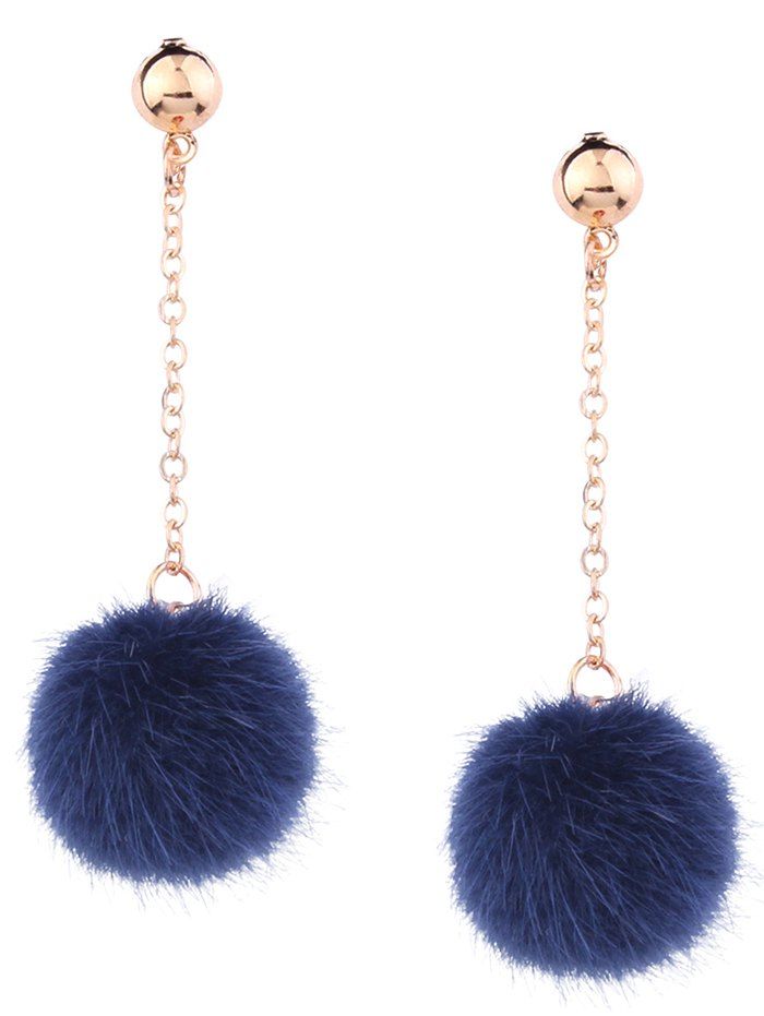 

Fuzzy Ball Drop Chain Earrings, Blue