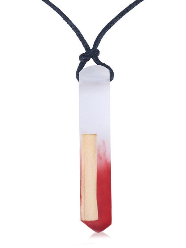 

Unique Wooden Geometric Rope Pendant Necklace, Red