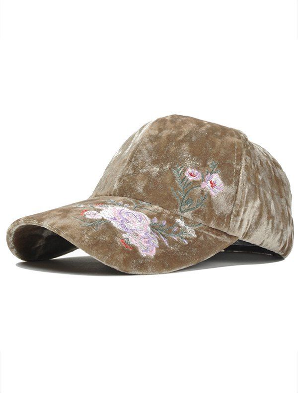 

Vintage Floral Pattern Embroidery Thicken Baseball Hat, Khaki