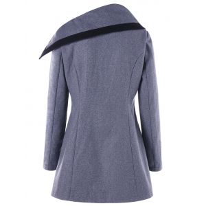 Gray M Oblique Button High Low Tunic Wool Coat | RoseGal.com