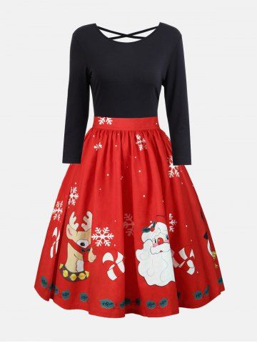 2019 christmas plus size santa claus print pin up dress