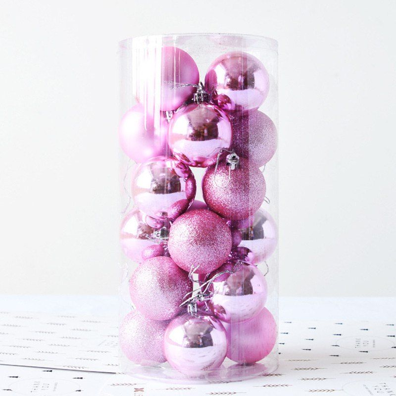 

24 Pcs Christmas Tree Hanging Decorations Baubles, Pink