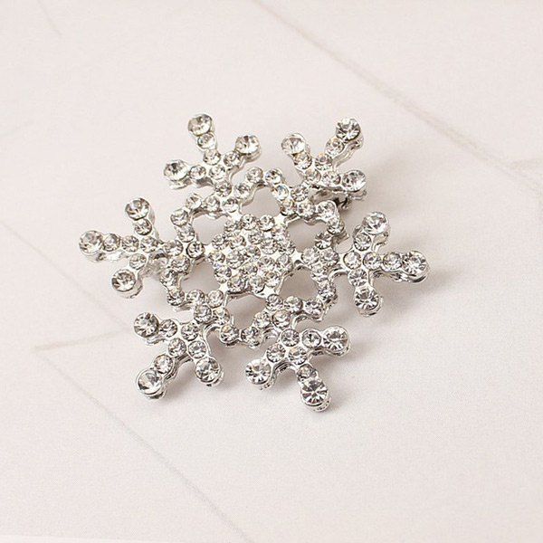 

Christmas Rhinestone Snowflake Brooch, Silver