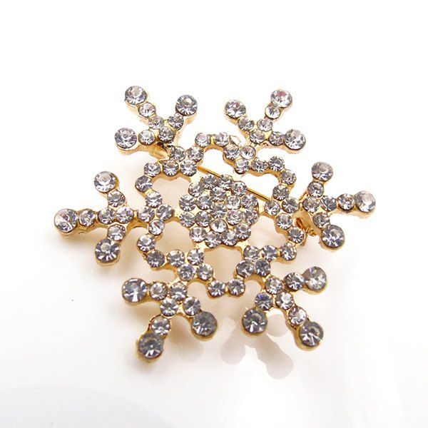

Christmas Rhinestone Snowflake Brooch, Golden