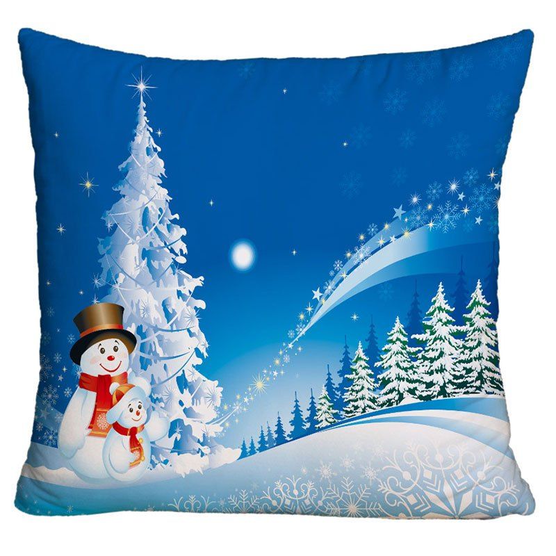 

Father and Child Snowman Printed Christmas Decorative Pillowcase, Blue