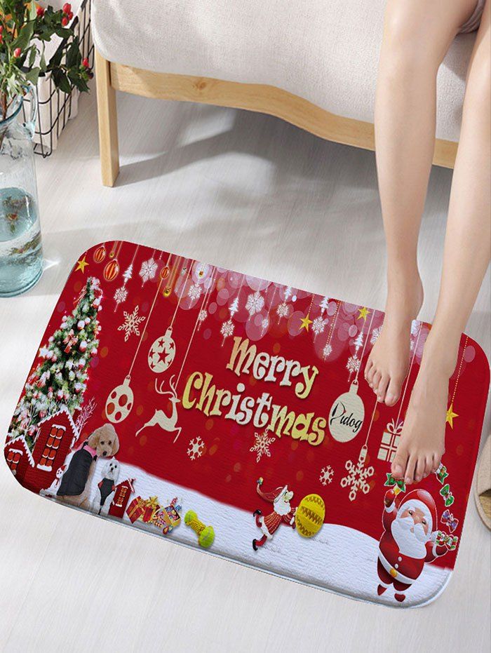 [50% OFF] Skidproof Flannel Merry Christmas Printed Bath Rug | Rosegal