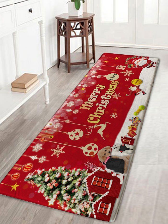 [50% OFF] Skidproof Flannel Merry Christmas Printed Bath Rug | Rosegal