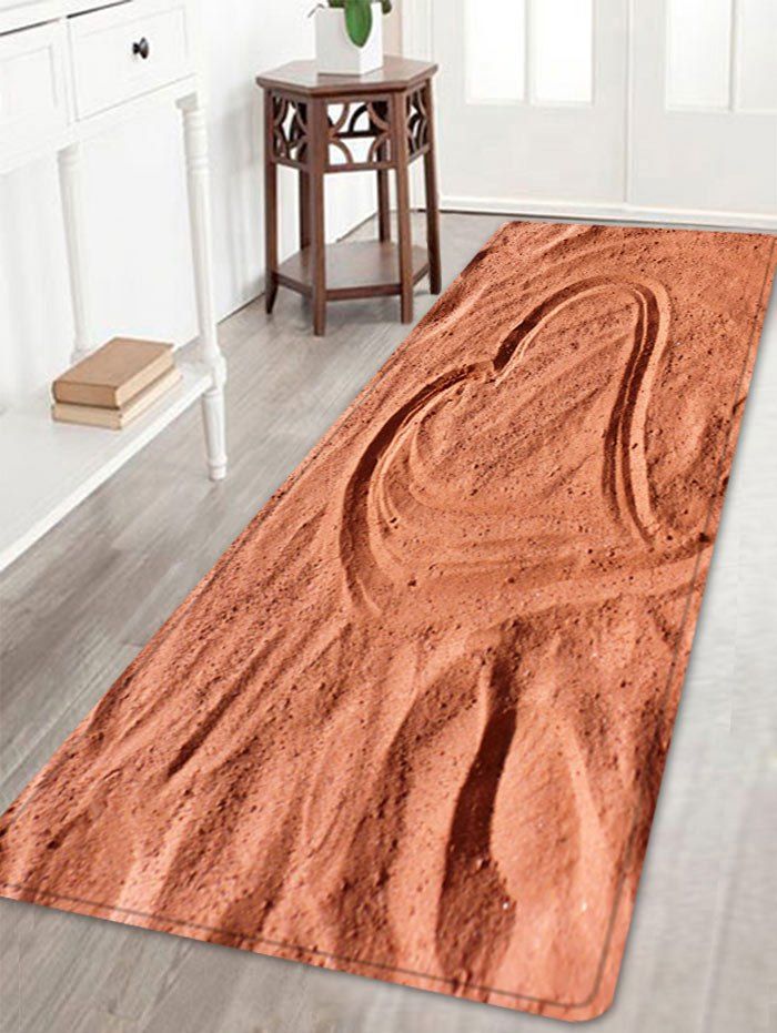 

Christmas Beach Heart Pattern Anti-skid Water Absorption Area Rug, Brick-red