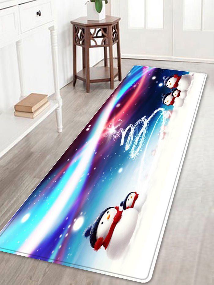 

Snowy Christmas Snowmen Pattern Anti-skid Water Absorption Area Rug, Colormix