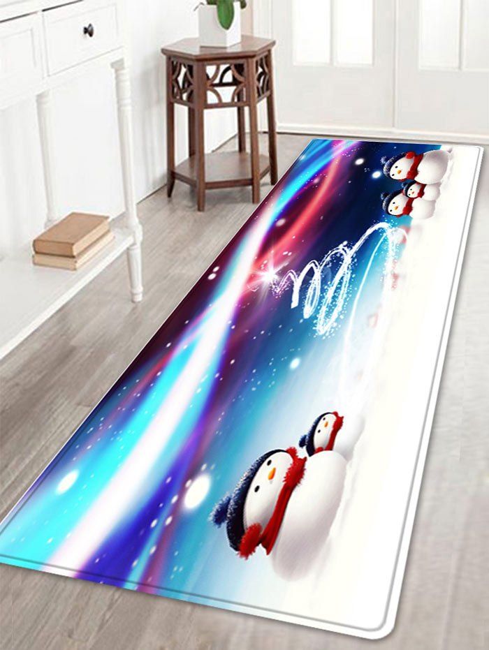 

Snowy Christmas Snowmen Pattern Anti-skid Water Absorption Area Rug, Colormix