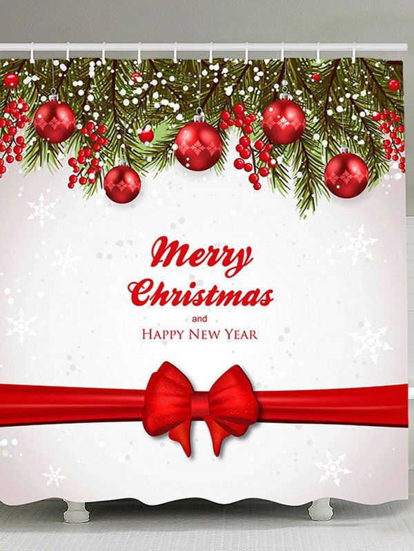 

Christmas Decorations Patterned Shower Curtain, Red and white