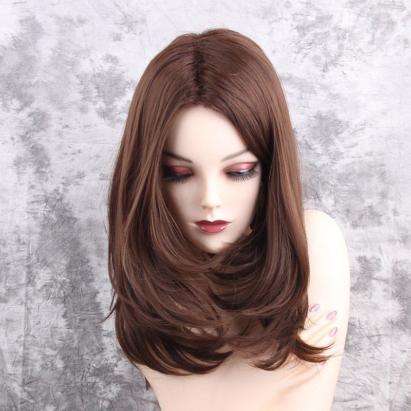 

Center Parting Medium Layered Straight Synthetic Wig, Brown
