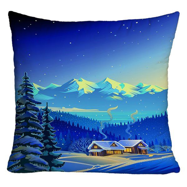 

Landscape Print Decorative Throw Pillowcase, Blue