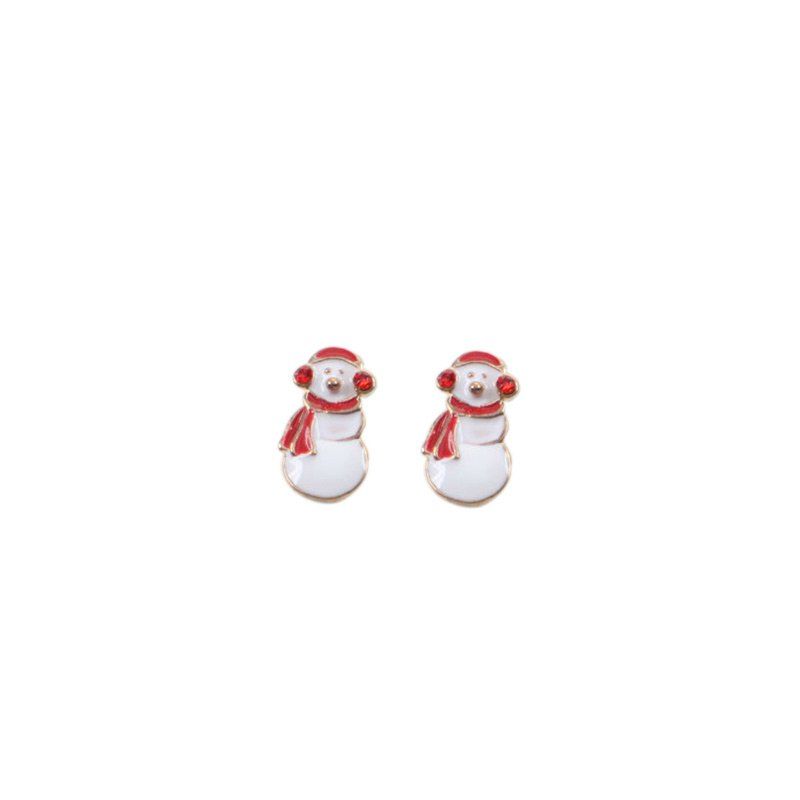 

Christmas Cute Snowman Stud Earrings, White