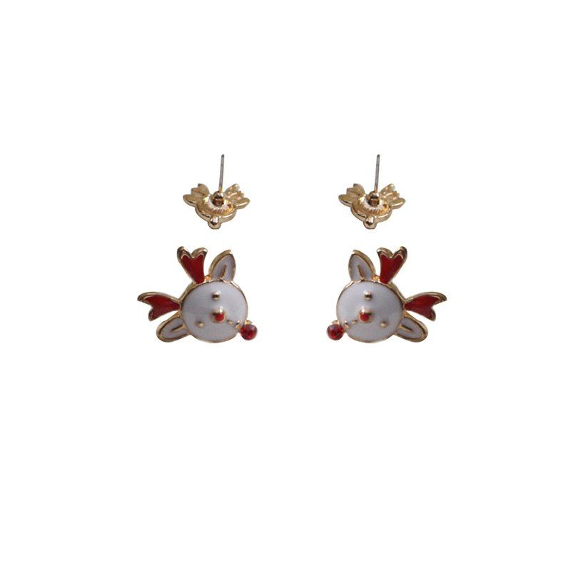 

Rhinestone Christmas Elk Stud Tiny Earrings, White