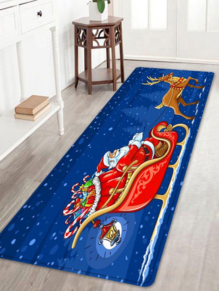 

Christmas Deer Sleigh Santa Pattern Anti-skid Water Absorption Area Rug, Colormix