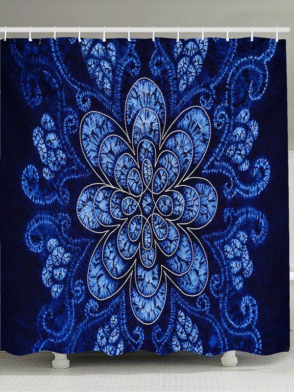 

Flower Pattern Bathroom Shower Curtain, Blue